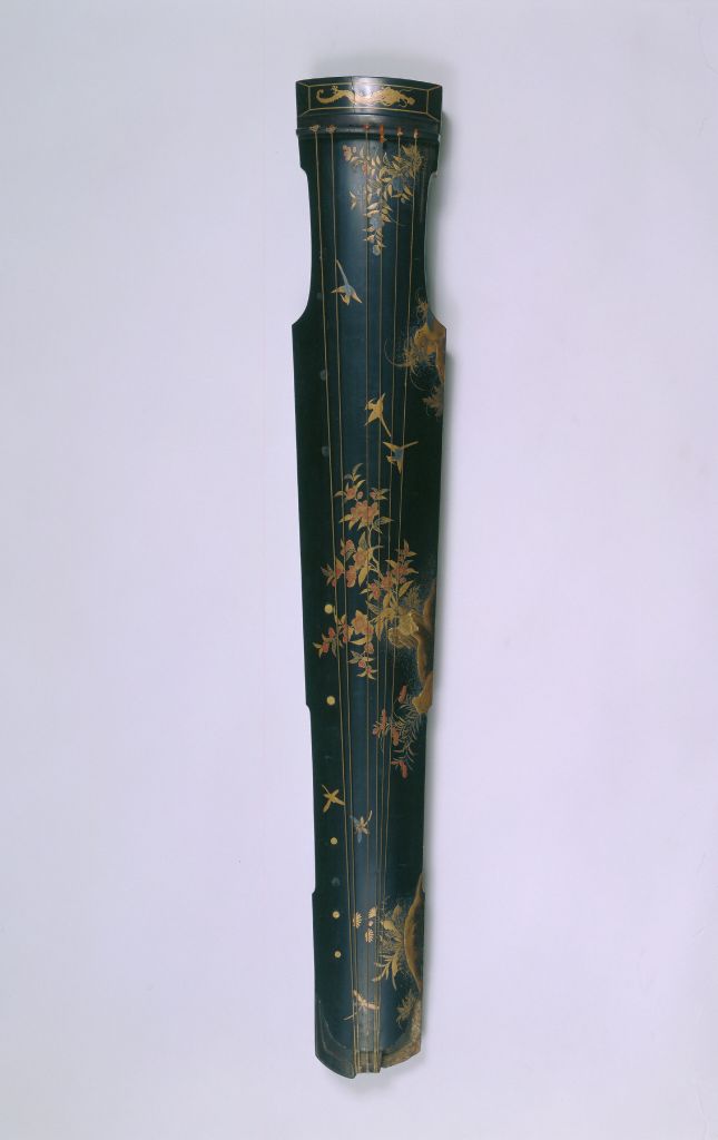 图片[1]-Golden lacquer flower-and-bird harp-China Archive